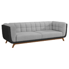 Sofá 2 Lugares 180cm Coin Courino Preto | Linho Cinza Claro -